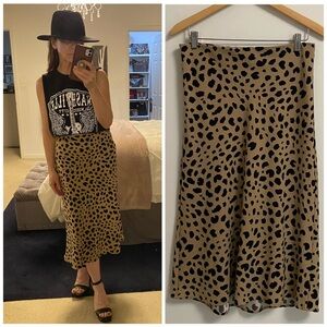 Rachel Zoe Leopard-Print Midi Skirt in Tan and Black SIZE 4